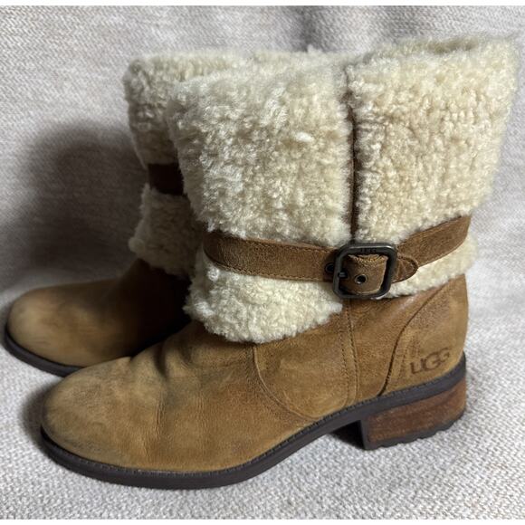 UGG Australia Blayre II Womens 8.5 Boots Brown Leather Sheepskin Lined 1008220 - Picture 3 of 8